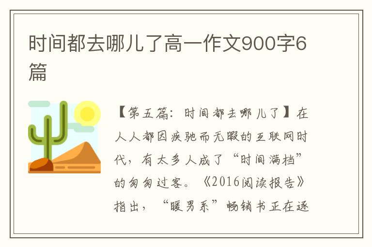 时间都去哪儿了高一作文900字6篇