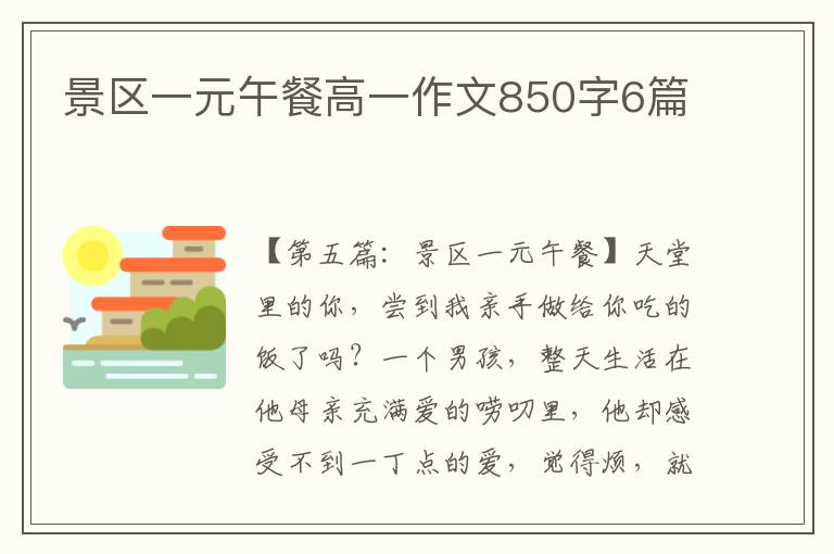 景区一元午餐高一作文850字6篇