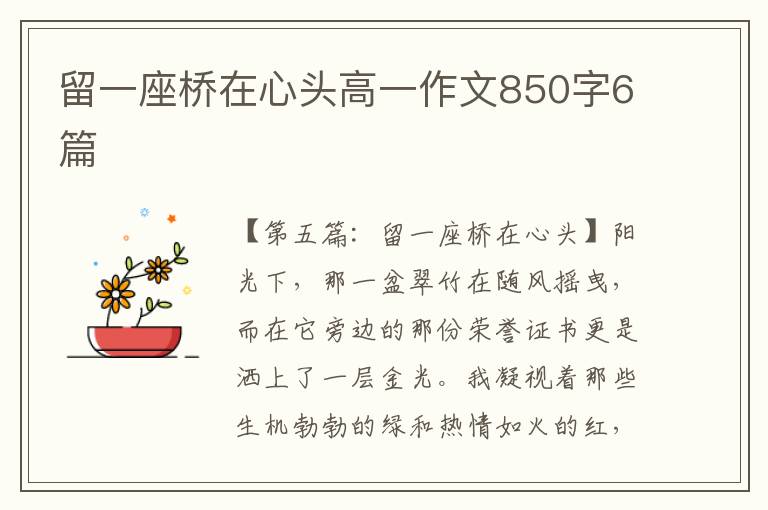 留一座桥在心头高一作文850字6篇