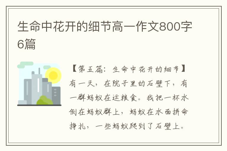 生命中花开的细节高一作文800字6篇