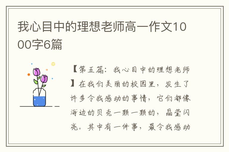 我心目中的理想老师高一作文1000字6篇