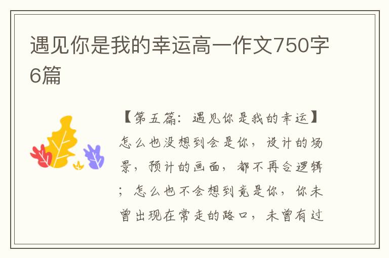 遇见你是我的幸运高一作文750字6篇