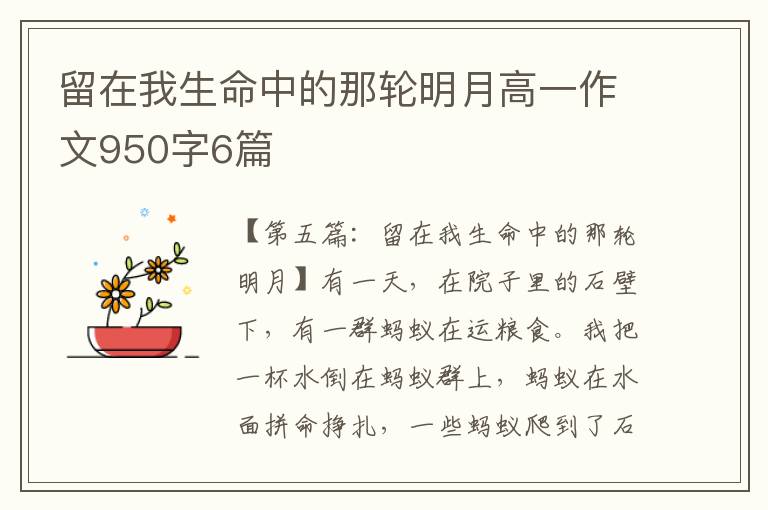 留在我生命中的那轮明月高一作文950字6篇