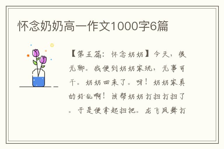 怀念奶奶高一作文1000字6篇