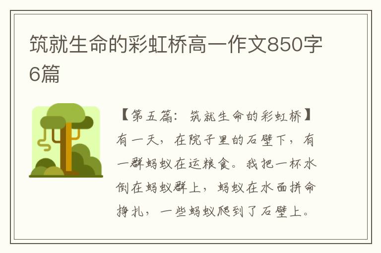 筑就生命的彩虹桥高一作文850字6篇