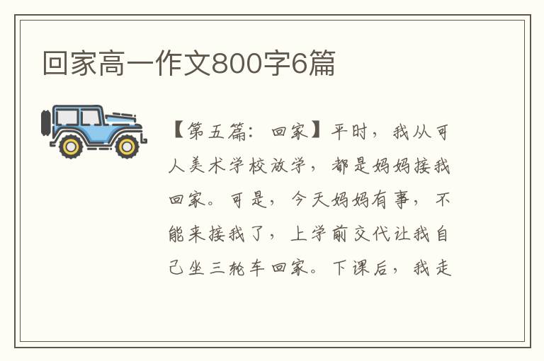 回家高一作文800字6篇