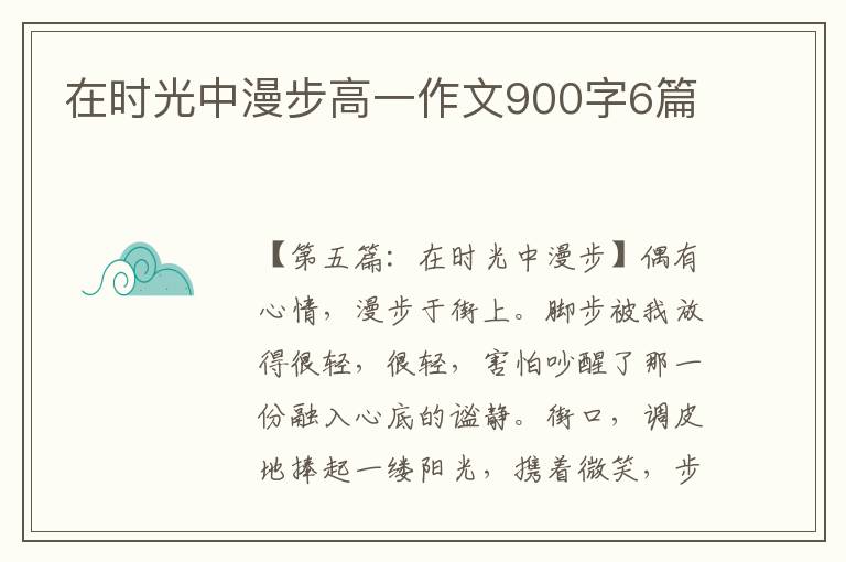 在时光中漫步高一作文900字6篇