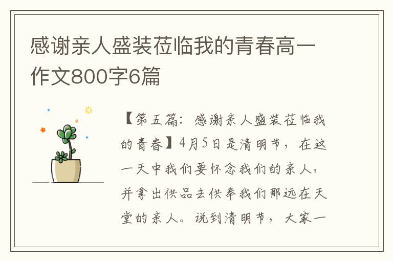 感谢亲人盛装莅临我的青春高一作文800字6篇