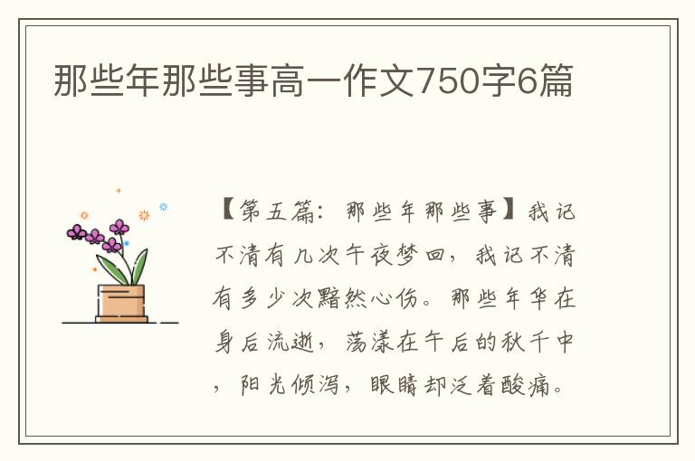 那些年那些事高一作文750字6篇