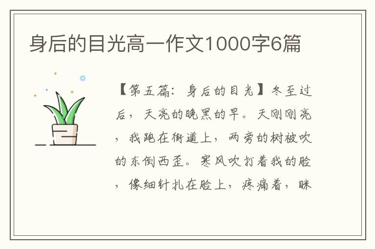 身后的目光高一作文1000字6篇