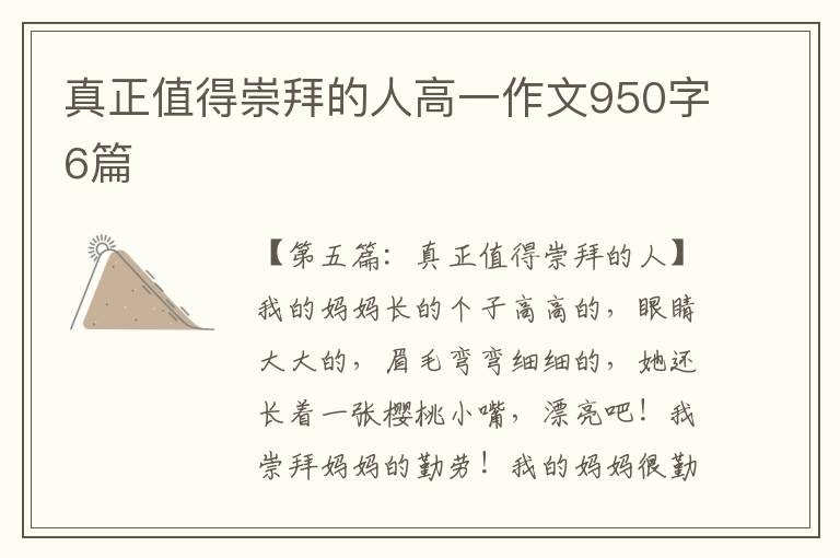 真正值得崇拜的人高一作文950字6篇