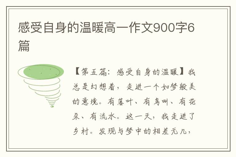 感受自身的温暖高一作文900字6篇