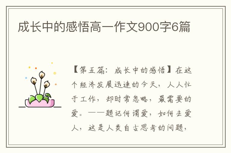 成长中的感悟高一作文900字6篇