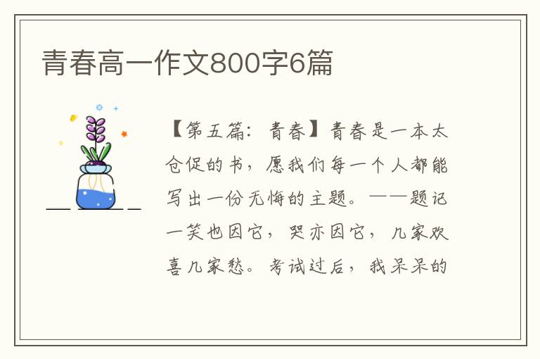 青春高一作文800字6篇