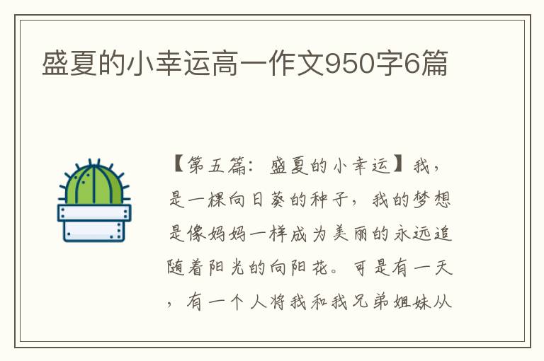 盛夏的小幸运高一作文950字6篇