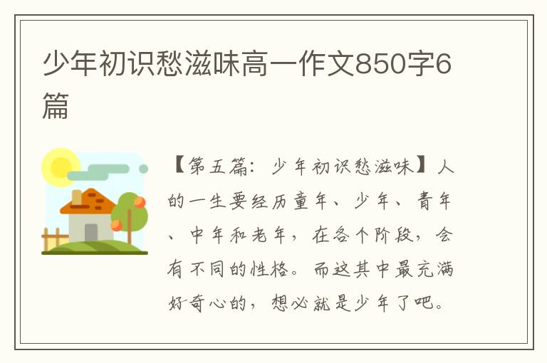 少年初识愁滋味高一作文850字6篇