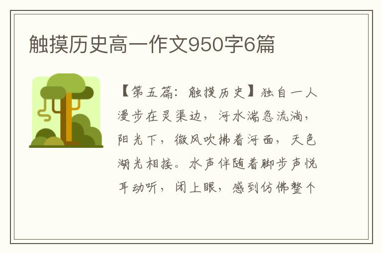 触摸历史高一作文950字6篇