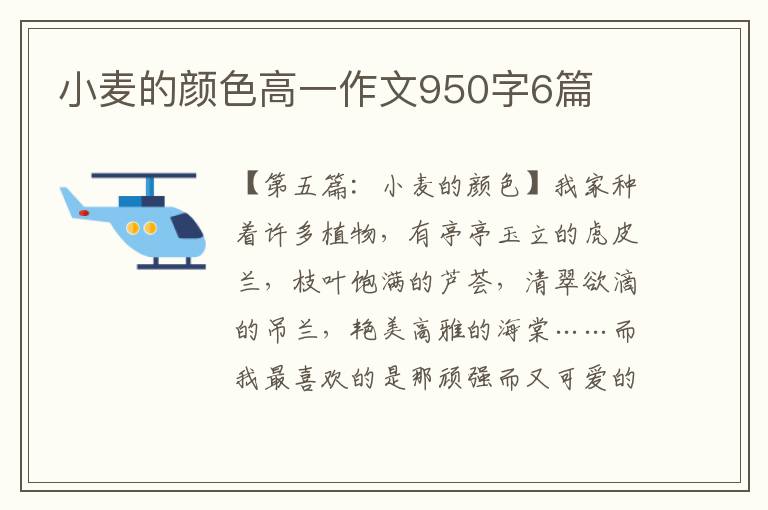 小麦的颜色高一作文950字6篇