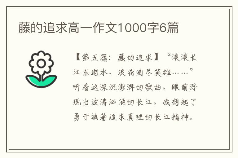 藤的追求高一作文1000字6篇