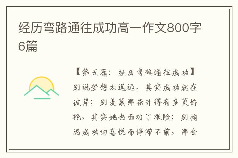 经历弯路通往成功高一作文800字6篇