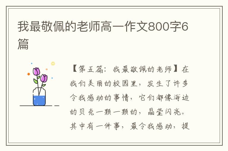 我最敬佩的老师高一作文800字6篇