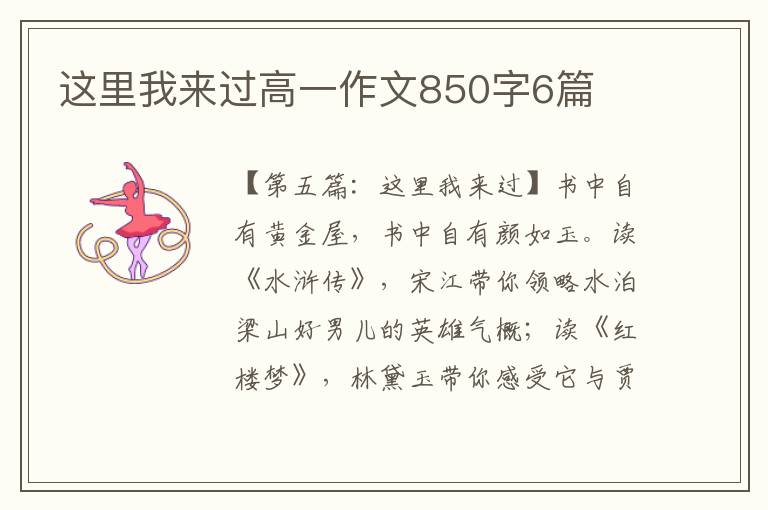 这里我来过高一作文850字6篇