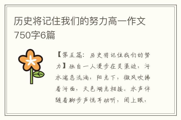 历史将记住我们的努力高一作文750字6篇