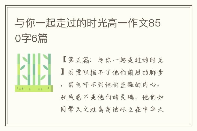 与你一起走过的时光高一作文850字6篇