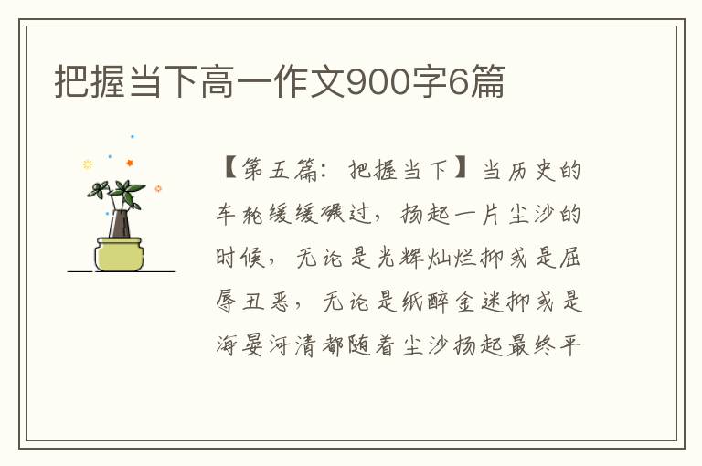 把握当下高一作文900字6篇