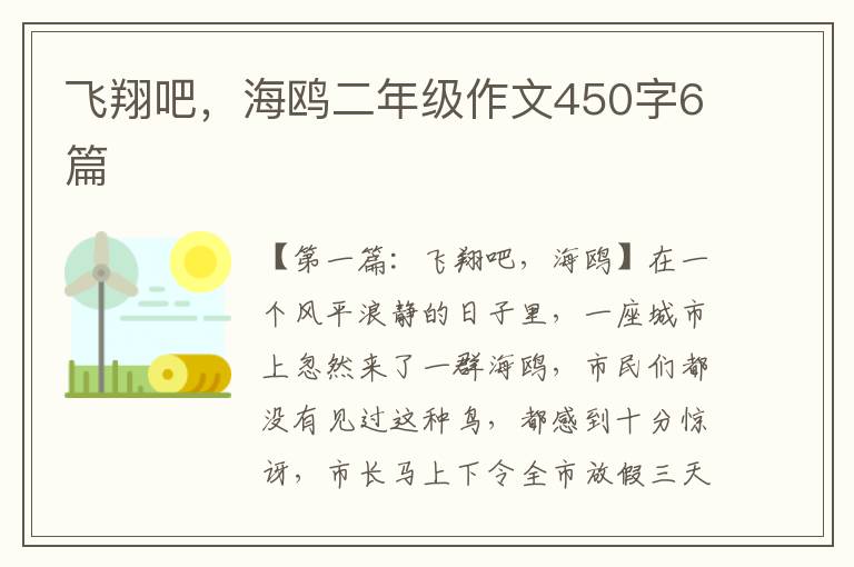 飞翔吧，海鸥二年级作文450字6篇