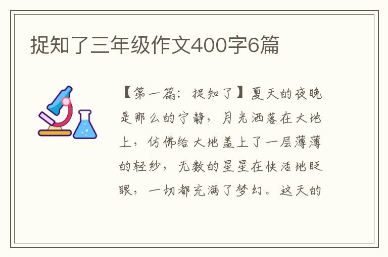 捉知了三年级作文400字6篇