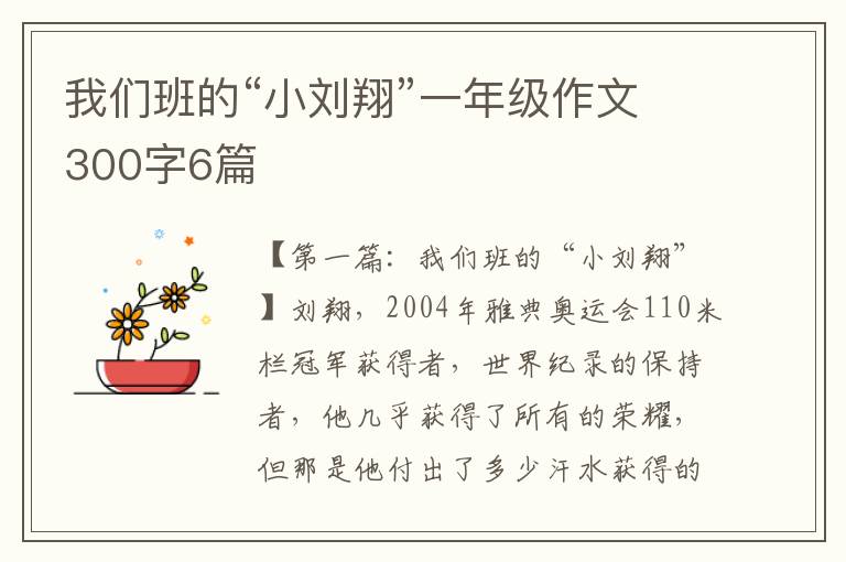 我们班的“小刘翔”一年级作文300字6篇