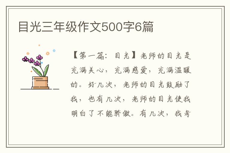 目光三年级作文500字6篇