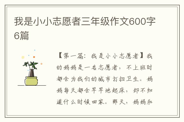 我是小小志愿者三年级作文600字6篇