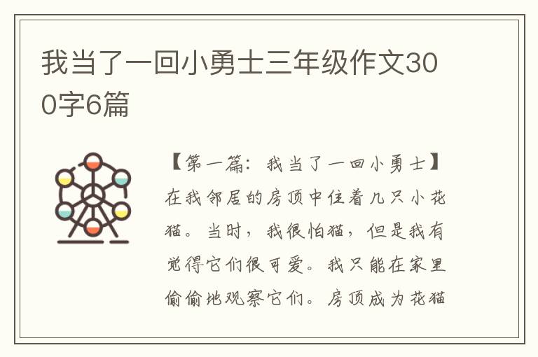 我当了一回小勇士三年级作文300字6篇