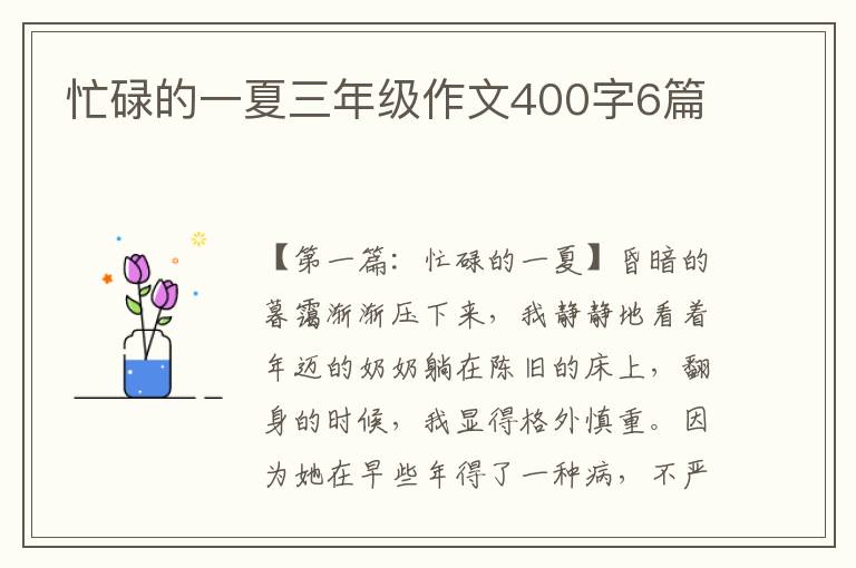 忙碌的一夏三年级作文400字6篇