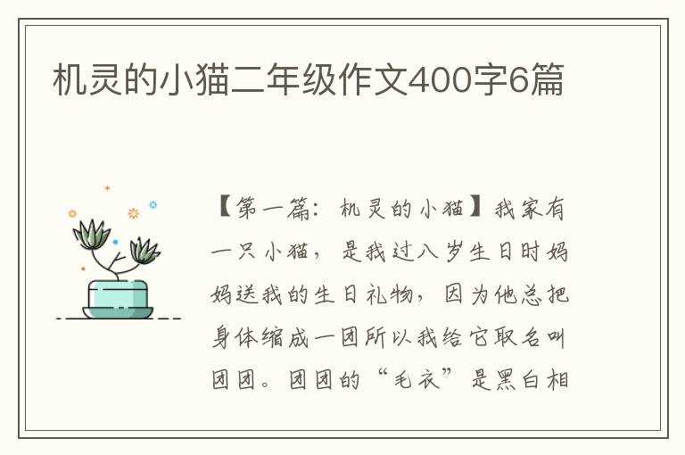 机灵的小猫二年级作文400字6篇