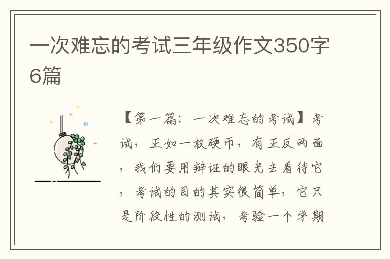 一次难忘的考试三年级作文350字6篇