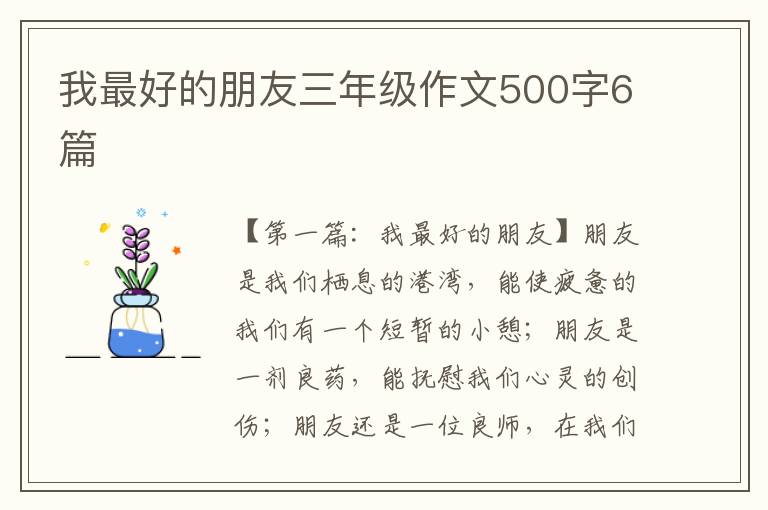 我最好的朋友三年级作文500字6篇