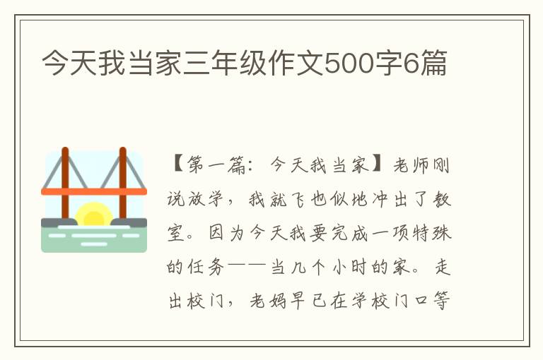 今天我当家三年级作文500字6篇