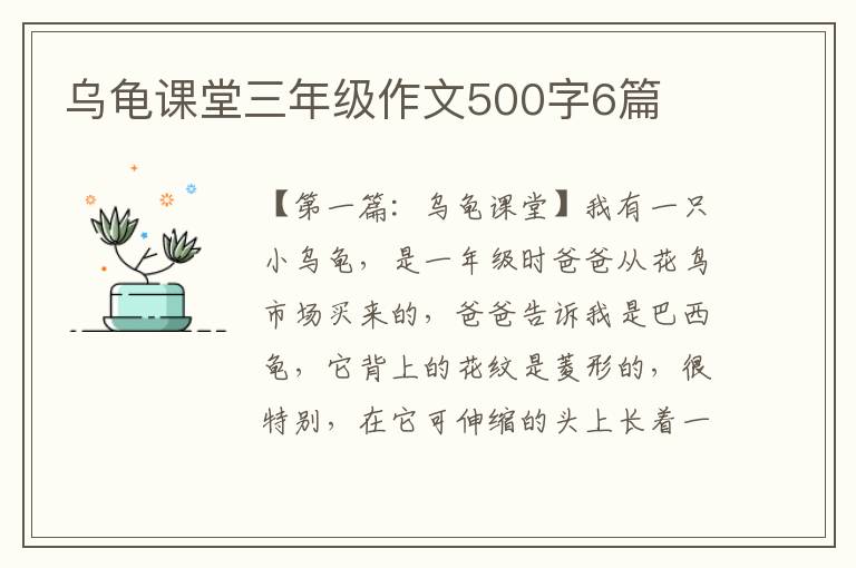 乌龟课堂三年级作文500字6篇