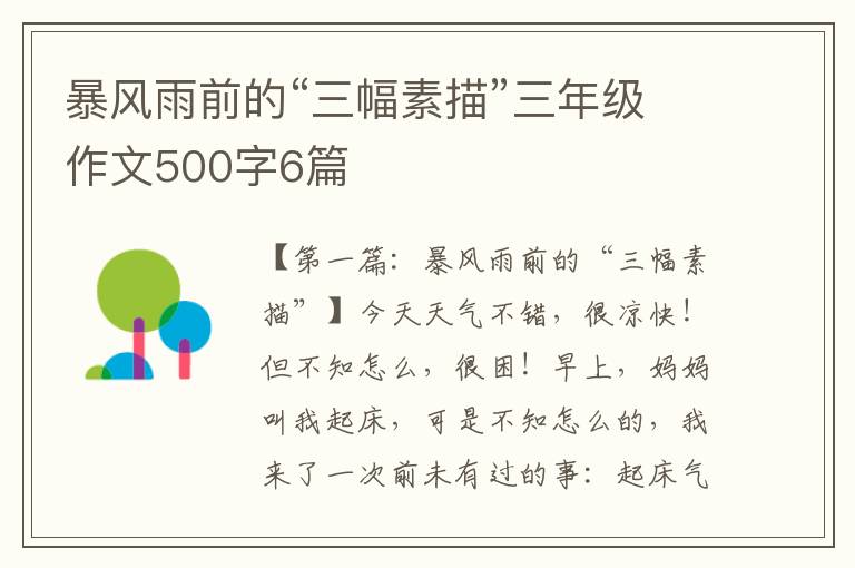 暴风雨前的“三幅素描”三年级作文500字6篇