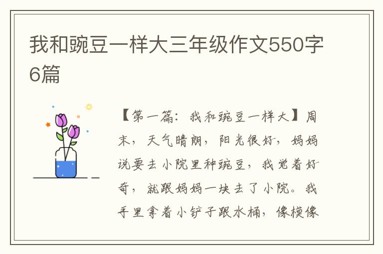 我和豌豆一样大三年级作文550字6篇