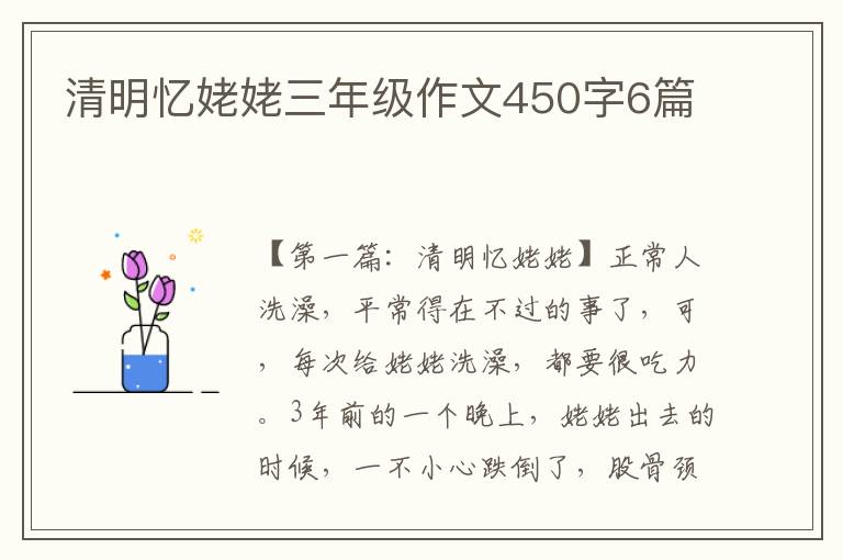 清明忆姥姥三年级作文450字6篇