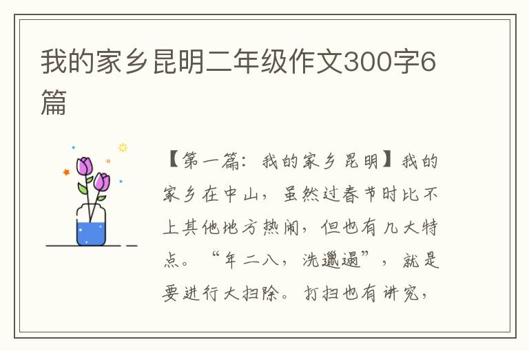 我的家乡昆明二年级作文300字6篇