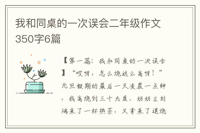 我和同桌的一次误会二年级作文350字6篇