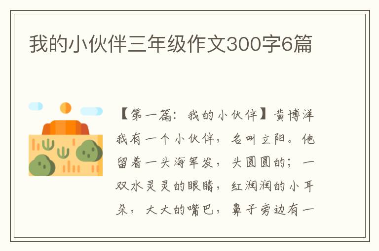 我的小伙伴三年级作文300字6篇