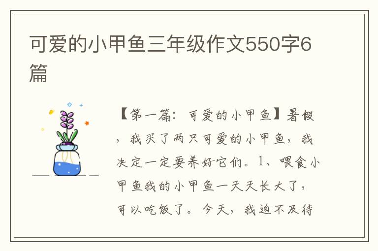 可爱的小甲鱼三年级作文550字6篇