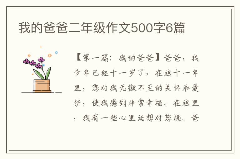 我的爸爸二年级作文500字6篇