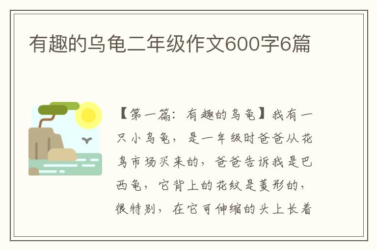 有趣的乌龟二年级作文600字6篇